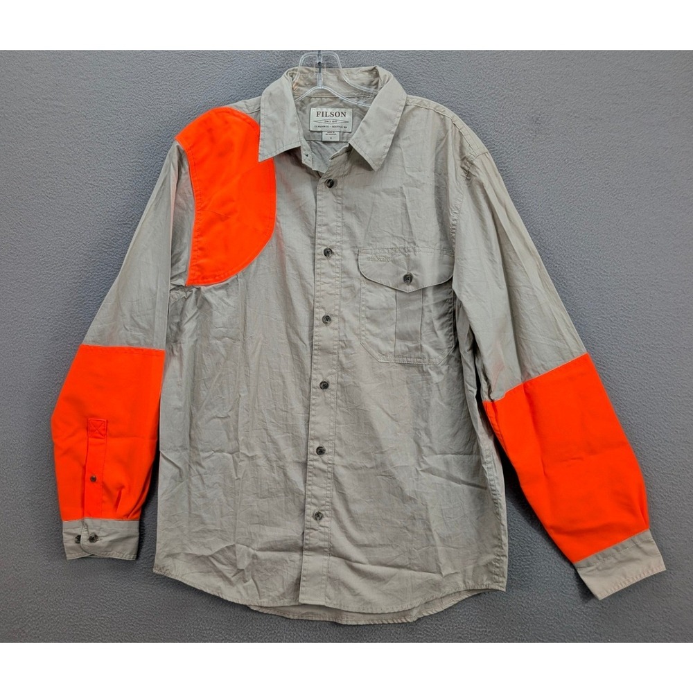 Filson Hunting Shooting Shirt Reinforced Shoulder Forearms Men's Small Nicaragua - Picture 2 of 12